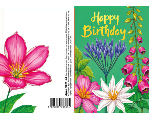 Felicitare cu plic, 70x100 mm, ЛВ 25-61 (10) (10/300)