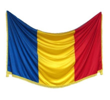 Drapel ceremonial Romania 100x200cm, cu franjuri scurte, 160g/m2, satin