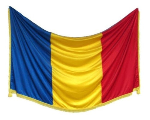 Drapel ceremonial Romania 100x200cm, cu franjuri scurte, 160g/m2, satin