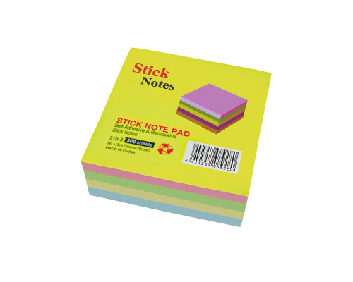 Hartie notite cu lipici 76x76mm, 300foi (4 culori cite 75 foi)