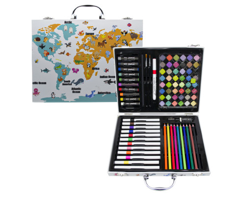 Set rechizite de pictat 86 obiecte in valiza alba