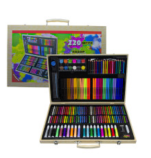 Set rechizite de pictat 220 obiecte in valiza mare