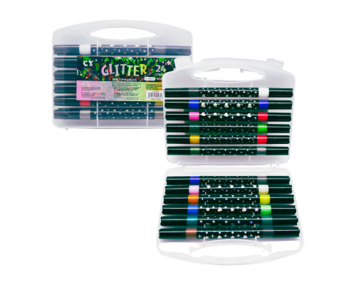 Set marker dublu 12buc/24 culori, cu gliter, CY-6628 (10/120)