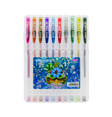 Set pixuri cu gel, 0.8 mm, 10 culori, Glitter, husa PVC, Hao Yue, STX-10