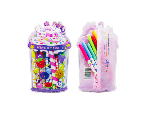 Set marker 10 culori, cu miros fructe, 10 culori, blister figurat FL-8619-10 (48)
