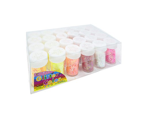 Set de sclipici tip firicel, 6 culori x 6 g 24 borcănașe (1144)