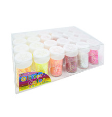 Set de sclipici tip firicel, 6 culori x 6 g 24 borcănașe (1144)
