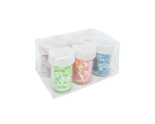Set de sclipici hexagonal, 6 culori x 6 g 6 borcănașe (288)