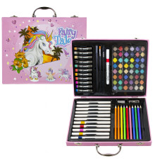 Набор для рисования 86 предметов, розовый чемоданчик