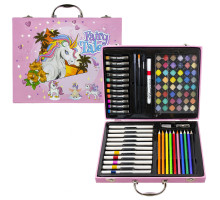 Набор для рисования 86 предметов, розовый чемоданчик