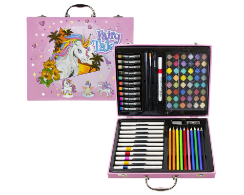 Set rechizite de pictat 86 obiecte in valiza roz