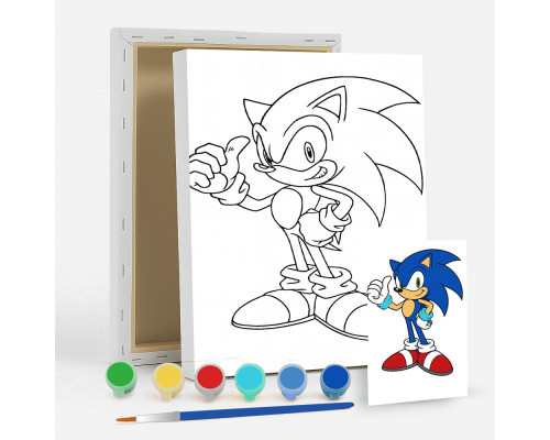 Set de pictat pe pânză pentru copii 20x25 "Sonic OK" +6vopsee +pensula 7025