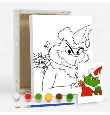Set de pictat pe pânză pentru copii 20x25 "Grinch și Max" +6vopsee +pensula 7026