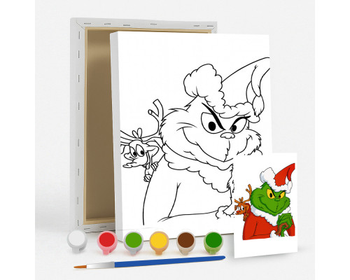 Set de pictat pe pânză pentru copii 20x25 "Grinch și Max" +6vopsee +pensula 7026