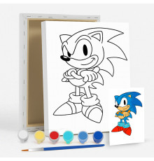 Set de pictat pe pânză pentru copii 20x25 "Sonic" +6vopsee +pensula 7028