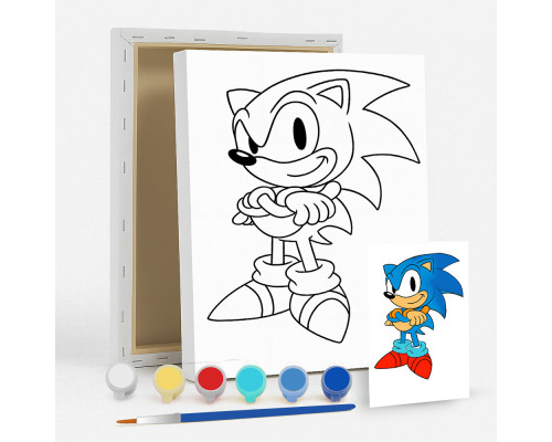 Set de pictat pe pânză pentru copii 20x25 "Sonic" +6vopsee +pensula 7028