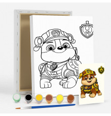 Набор детский для рисования на холсте 20*25 "Paw Patrol Rubble" +6 красок +кисточка 7029