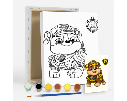 Набор детский для рисования на холсте 20*25 "Paw Patrol Rubble" +6 красок +кисточка 7029