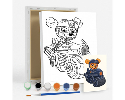 Набор детский для рисования на холсте 20*25 "Paw Patrol Zuma" +6 красок +кисточка 7030