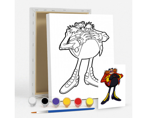 Set de pictat pe pânză pentru copii 20x25 "Doctor Eggman" +6vopsee +pensula 7031