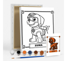 Набор детский для рисования на холсте 20*25 "Paw Patrol Zuma" +6 красок +кисточка 7032
