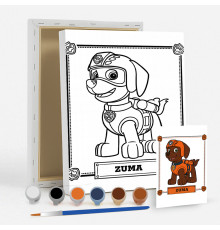 Набор детский для рисования на холсте 20*25 "Paw Patrol Zuma" +6 красок +кисточка 7032
