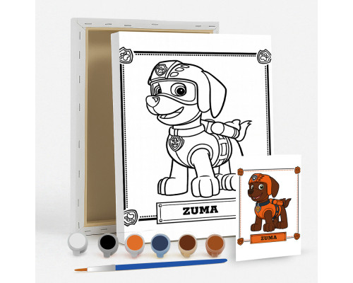 Набор детский для рисования на холсте 20*25 "Paw Patrol Zuma" +6 красок +кисточка 7032