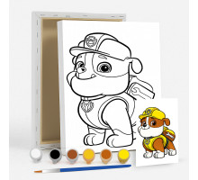 Набор детский для рисования на холсте 20*25 "Paw Patrol Rubble" +6 красок +кисточка 7035