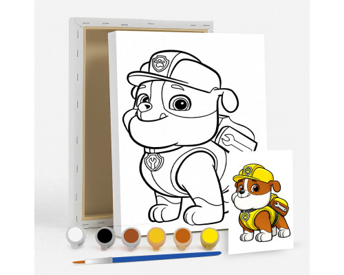 Набор детский для рисования на холсте 20*25 "Paw Patrol Rubble" +6 красок +кисточка 7035