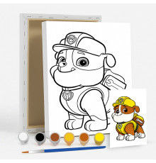 Набор детский для рисования на холсте 20*25 "Paw Patrol Rubble" +6 красок +кисточка 7035