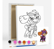 Набор детский для рисования на холсте 20*25 "Paw Patrol Rubble" +6 красок +кисточка 7036