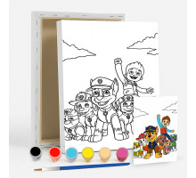 Набор детский для рисования на холсте 20*25 "Paw Patrol" +6 красок +кисточка 7037