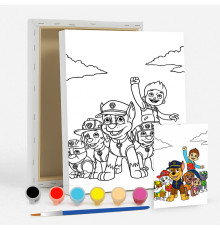 Набор детский для рисования на холсте 20*25 "Paw Patrol" +6 красок +кисточка 7037