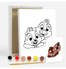 Set de pictat pe pânză pentru copii 20x25 "Chip și Dale" +6vopsee +pensula 7039