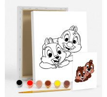 Set de pictat pe pânză pentru copii 20x25 "Chip și Dale" +6vopsee +pensula 7039