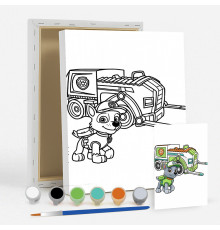 Набор детский для рисования на холсте 20*25 "Paw Patrol Rocky" +6 красок +кисточка 7041
