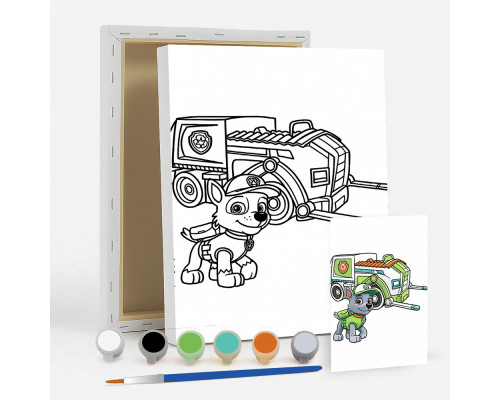 Set de pictat pe pânză pentru copii 20x25 "Paw Patrol Rocky" +6vopsee +pensula 7041