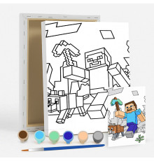 Set de pictat pe pânză pentru copii 20x25 "Minecraft Steve" +6vopsee +pensula 7042