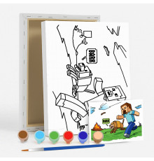 Set de pictat pe pânză pentru copii 20x25 "Minecraft Steve BARK" +6vopsee +pensula 7044