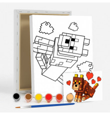 Set de pictat pe pânză pentru copii 20x25 "Minecraft DOG" +6vopsee +pensula 7046