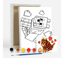 Набор детский для рисования на холсте 20*25 "Minecraft DOG" + 6 красок + кисточка 7046