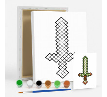 Набор детский для рисования на холсте 20*25 "Minecraft Алмазный меч"+6красок+кисточка 7047