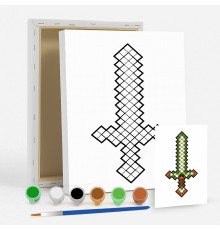 Set de pictat pe pânză pentru copii 20x25 "Minecraft Diamond Sword" +6vopsee +pensula 7047
