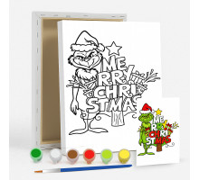 Набор детский для рисования на холсте 20*25 "Гринч Merry Christmas" +6красок +кисточка 7048
