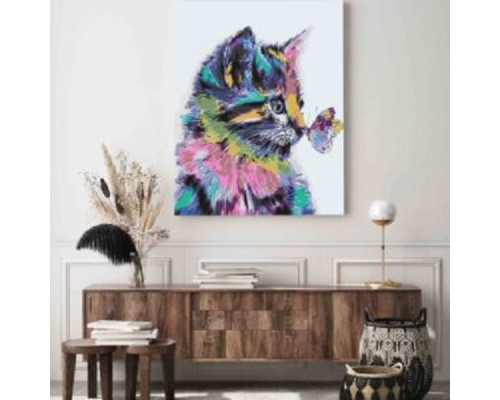 Набор для рисования по номерам 40*50 "Кошка с бабочкой" 3420