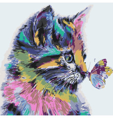 Набор для рисования по номерам 40*50 "Кошка с бабочкой" 3420