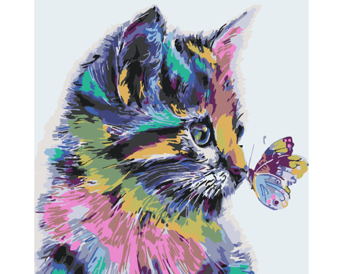 Набор для рисования по номерам 40*50 "Кошка с бабочкой" 3420