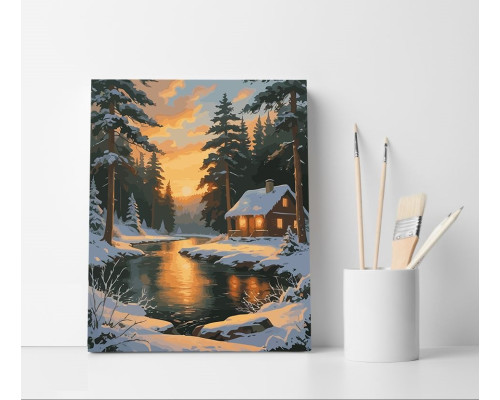 Set pictură pe numere 40*50 "Apus de iarnă" 6209