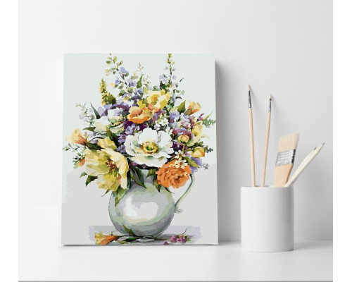 Set pictură pe numere 40*50 "Flori într-un ulcior alb" 4340