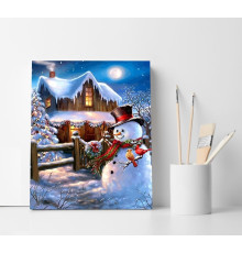 Set pictură pe numere 40*50 "Om de zăpadă vesel" 6130